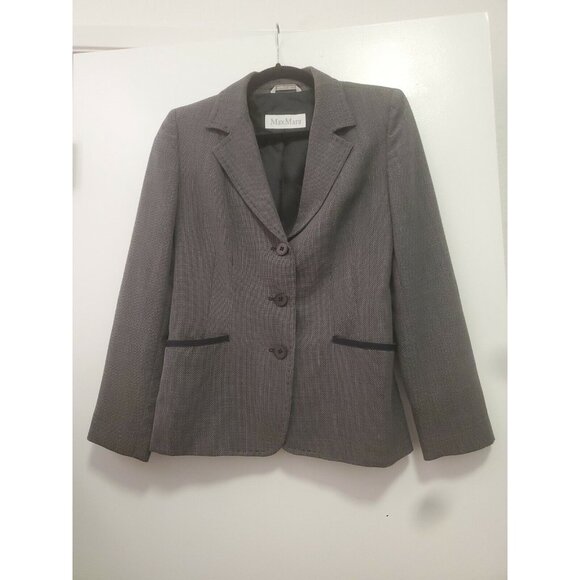Max Mara Women's 3 Button Blazer Virgin Wool Black & White 6 - Picture 1 of 5